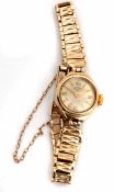 Third quarter of 20th century 9ct gold ladies quartz wrist watch and bracelet, Rotary, quartz