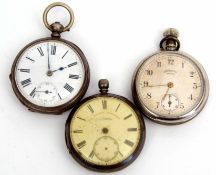 Mixed Lot: comprising two various silver cased open face key wind watches including H J Norris,