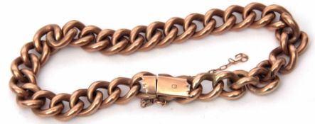 Antique curb link bracelet, 20cm long with a concealed box clasp, safety chain fitting, stamped 9,