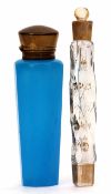 Mixed Lot: comprising gilt highlighted and clear glass scent bottle of faceted cylindrical form with