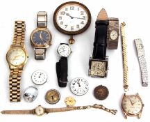 Mixed Lot: various wrist watches and movements including Mudu, together with an 8-day bedroom