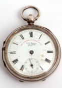 Late 19th century silver cased open face lever watch, No 378363, the frosted and gilt movement