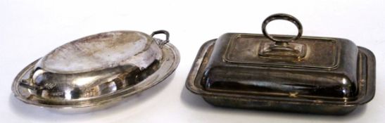 Mixed Lot: comprising two various electro-plated and lidded serving dishes comprising one of