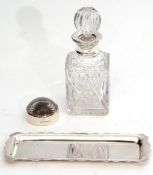 Mixed Lot: comprising an Elizabeth II silver mounted and clear glass square section decanter,