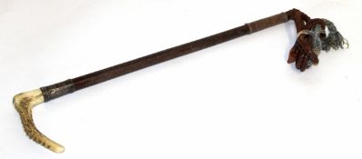 George V silver mounted riding crop, Swaine & Adeney Ltd - London, of typical form with stag