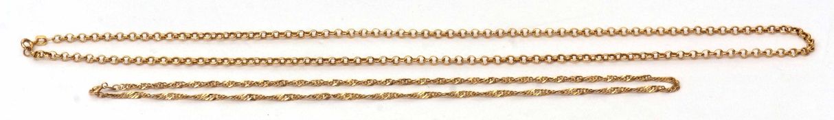 Mixed Lot: two 9ct gold chains, 8.3gms gross weight (2)