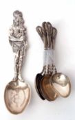 Mixed Lot: Canadian white metal souvenir type spoon, the handle modelled as an Indian brave and bowl