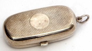George V double sovereign case of hinged oval form with engine turned decorated covers and central