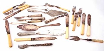 Mixed Lot: comprising various flatware and cutlery including some silver handled examples, various