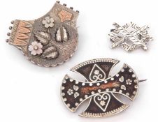 Mixed Lot: Victorian silver cruciform brooch, Birmingham 1882, vintage sterling brooch applied