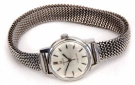 Last quarter of 20th century ladies stainless steel centre seconds wrist watch, Omega - Seamaster in