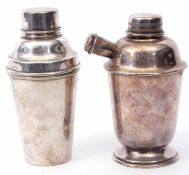 Mixed Lot: comprising two various early 20th century electro-plated cocktail shakers, both of
