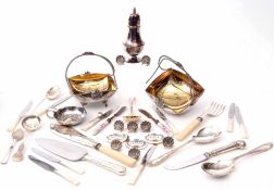 Mixed Lot: comprising assorted electro-plated table wares, flatware and cutlery, menu card