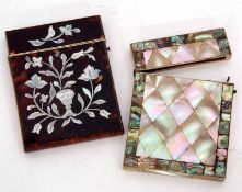 Mixed Lot: comprising two various late 19th century calling card cases, both of hinged rectangular