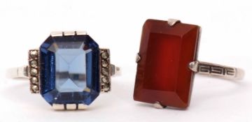 Mixed Lot: two Art Deco style paste set dress rings, one stamped 935
