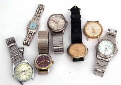 Mixed Lot: comprising seven various wrist watches including Interpol, Citron, Santima and Rubens,