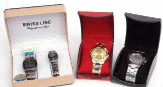 Mixed Lot: four various new/old stock wrist watches including Swiss Line and Lando, together with