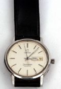 Late 20th century quartz stainless steel centre seconds calendar wrist watch, Omega "Seamaster"