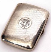 Late Victorian silver cigarette case of hinged rectangular form, height 9cm, weight approx 69gms,