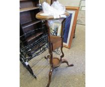 REPRODUCTION MAHOGANY WIG STAND ON A TRIPOD BASE