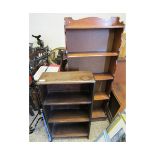 BEECHWOOD FRAMED TWO FIXED SHELF BOOKCASE TOGETHER WITH AN OAK SHAPED FRONTED FOUR FIXED SHELF