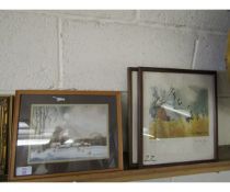 HUGH BRANDON-COX, SIGNED IN PENCIL TO MARGIN, PAIR OF COLOURED PRINTS, "CLEY MILL" AND "JANUARY,