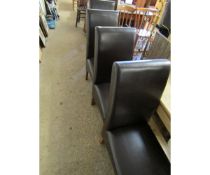 SET OF FOUR BROWN LEATHERETTE L-SHAPED CHAIRS