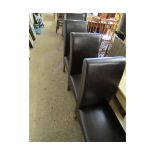 SET OF FOUR BROWN LEATHERETTE L-SHAPED CHAIRS