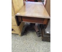 VICTORIAN MAHOGANY PEDESTAL PEMBROKE TABLE WITH SINGLE DRAWER TO END