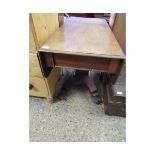 VICTORIAN MAHOGANY PEDESTAL PEMBROKE TABLE WITH SINGLE DRAWER TO END