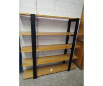 BEECHWOOD AND EBONISED OPEN FIVE-TIER SHELVING UNIT