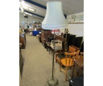 VICTORIAN BRASS EXTENDABLE STANDARD LAMP WITH GREEN TASSELLED SHADE