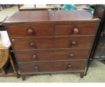 VICTORIAN MAHOGANY STRAIGHT FRONTED TWO OVER THREE FULL WIDTH DRAWER CHEST WITH TURNED KNOB HANDLES