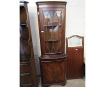 REPRODUCTION MAHOGANY ASTRAGAL GLAZED CORNER CUPBOARD