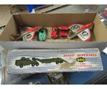 BOXED DINKY SUPERTOY 660 TANK TOGETHER WITH TIN PLATE AEROPLANES, FURTHER DINKY CARS ETC