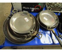 QUANTITY OF TWO HANDLED COPPERED PANS