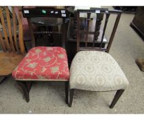 REGENCY BAR BACK DINING CHAIR WITH UPHOLSTERED SEAT TOGETHER WITH A FURTHER EDWARDIAN UPHOLSTERED