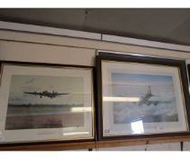 THREE ASSORTED AERONAUTICAL PRINTS INCLUDING "EARLY ASSEMBLY", "MILK WAGON" BY ROBERT THORNLEY ETC