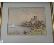 P C, MONOGRAMMED AND DATED 80, WATERCOLOUR, INSCRIBED "DUNELLY CASTLE", 44 X 60CM