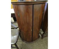 MAHOGANY BOW FRONTED DOUBLE DOOR CORNER CUPBOARD