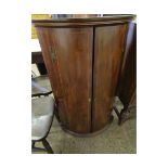 MAHOGANY BOW FRONTED DOUBLE DOOR CORNER CUPBOARD