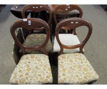 SET OF FOUR VICTORIAN BALLOON BACK DINING CHAIRS WITH TURNED FRONT LEGS