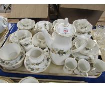 TRAY CONTAINING MIXED ROYAL DOULTON LARCHMENT TEA WARES