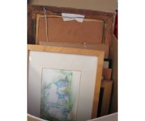 BOX CONTAINING MIXED PICTURES, OILS ON BOARD ETC