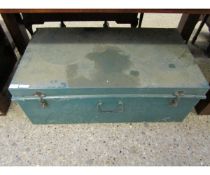 GREEN PAINTED TIN STORAGE BOX