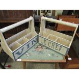 TWO PAINTED HERB TRUGS