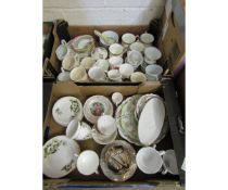 TWO BOXES OF MIXED DELPHINE PART TEA WARES, MODERN MUGS ETC (2)