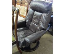 BROWN LEATHER LAZYBOY TYPE ARMCHAIR
