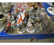 TRAY CONTAINING COTTAGE ORNAMENTS, FIGURES ETC