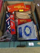 Box containing various boxed and unboxed Tri-ang 00 gauge model railway together with two boxed
